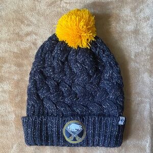 Buffalo Sabres Navy Blue Knit Beanie with Yellow Pom